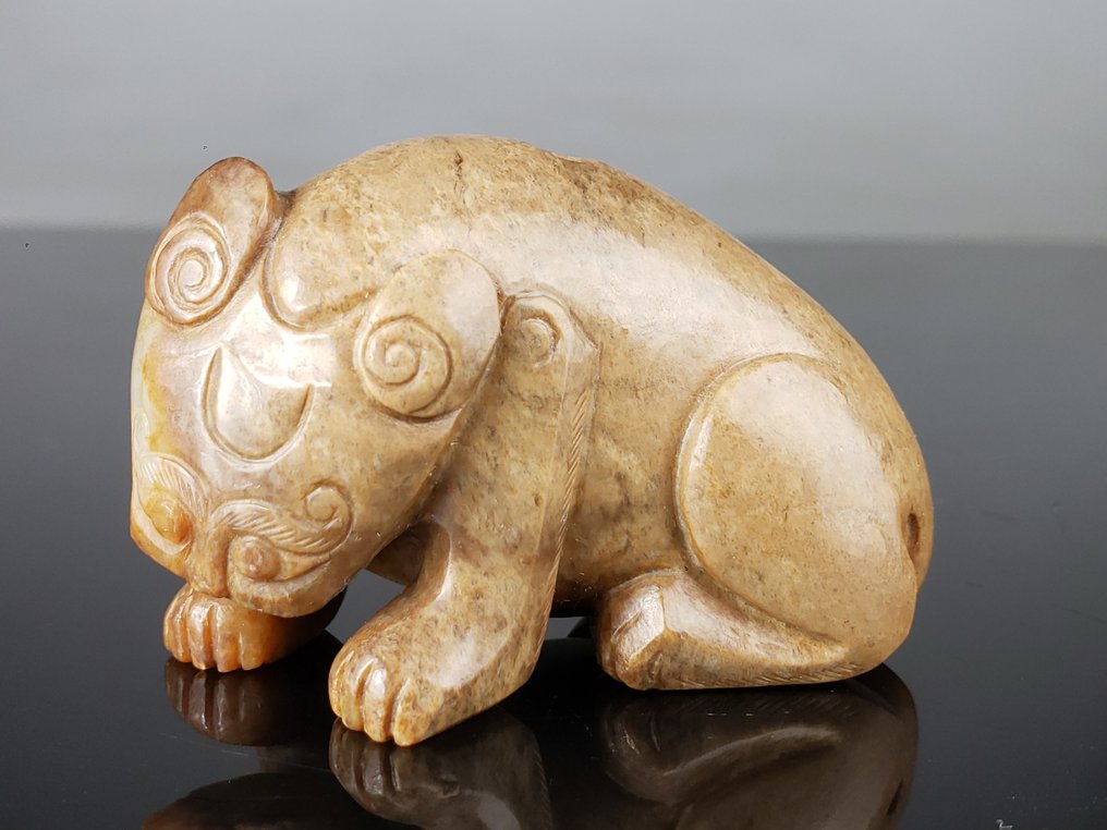 稀有的中国虎纹贝特 - 17世纪 - 玉 - 软玉赭色 - 中國 - 明朝明朝（1368-1644） #1.0