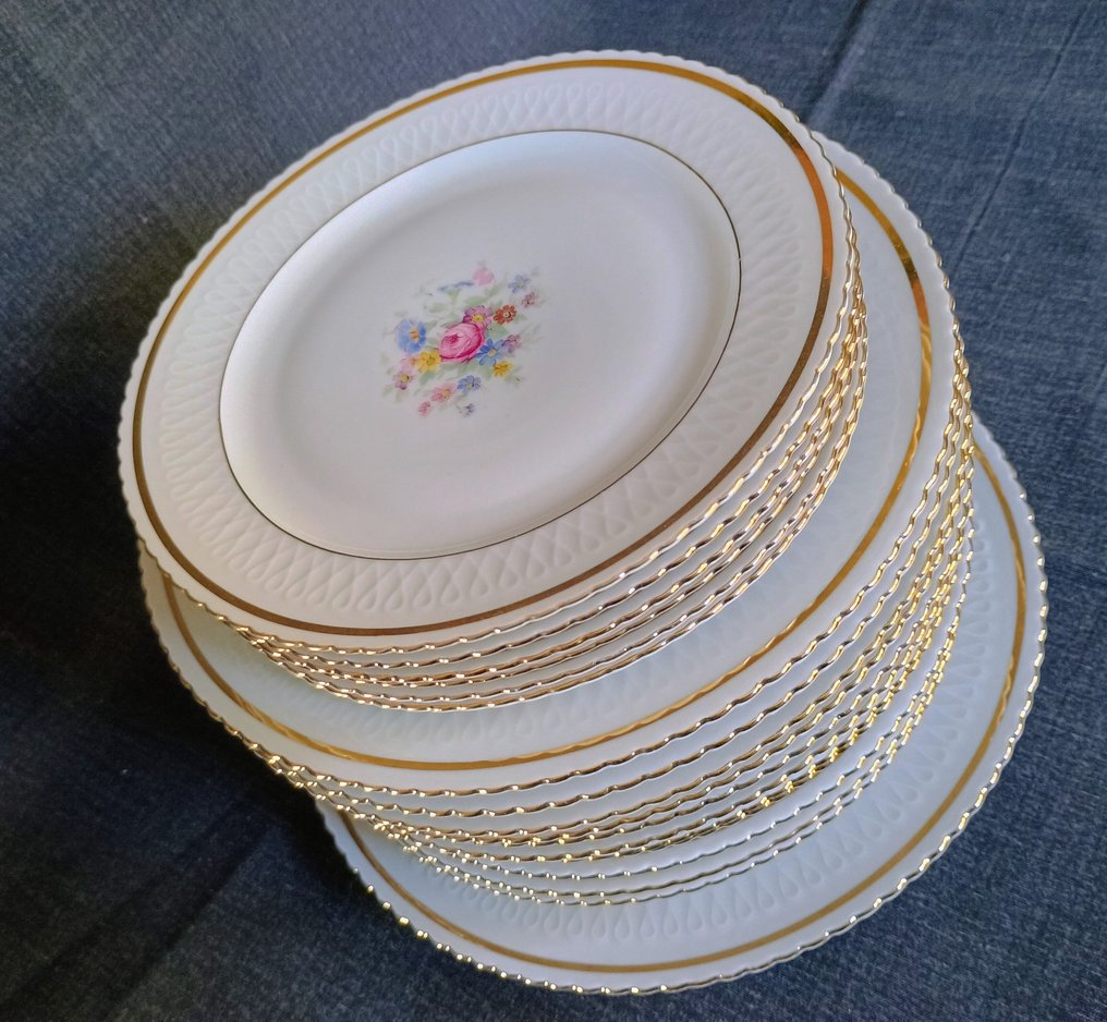 Seltmann Wieden Bavaria - 成套餐具 (19) - Elisabeth - 24K金 - 金色边框 #2.1