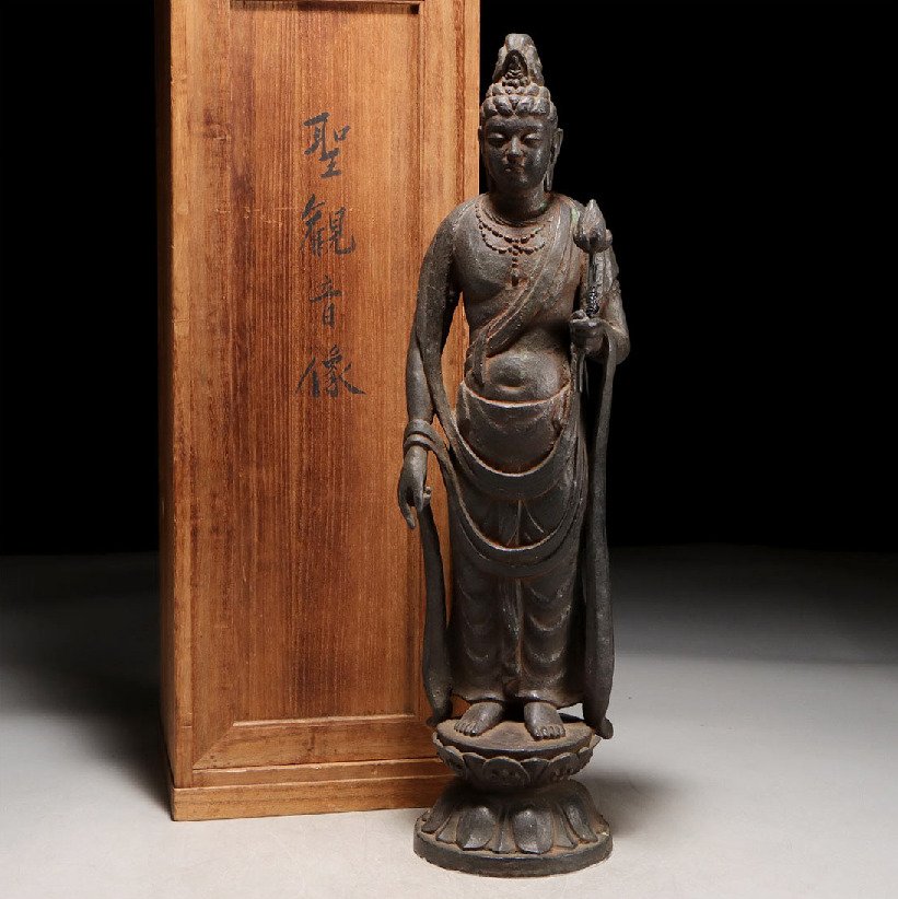 Shōkan'non-zō 聖観音像 Statue of Kannon Bodhisattva - Statue Cast iron - Japan #1.0