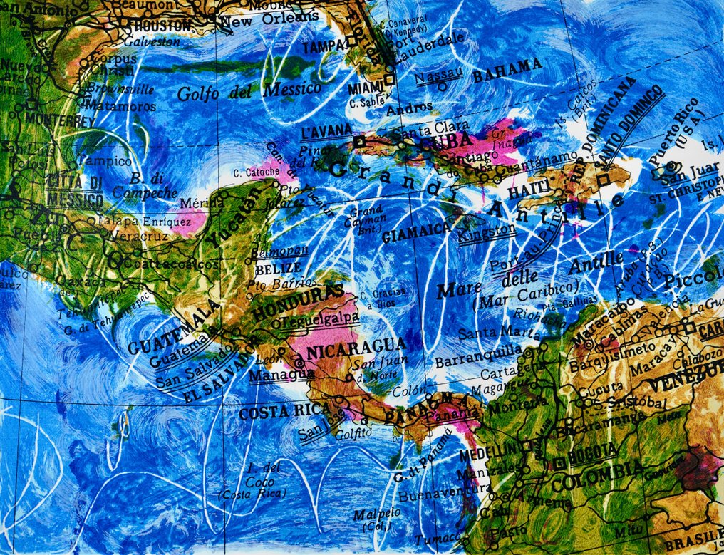 Mario Schifano (1934-1998) - Cartina dei Caraibi (Veduta) #1.0