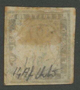 意大利古國－薩丁尼亞 1859 - 维托里奥·埃马努埃莱二世像，10 分硬币，深巧克力色，编号14Af IV版，二手 - Sassone n.14Af #1.0