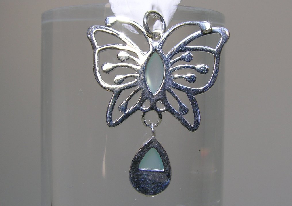 Chalcedon Anhänger - Höhe: 32 mm - Breite: 26 mm- 3.41 g - (1) #4.3