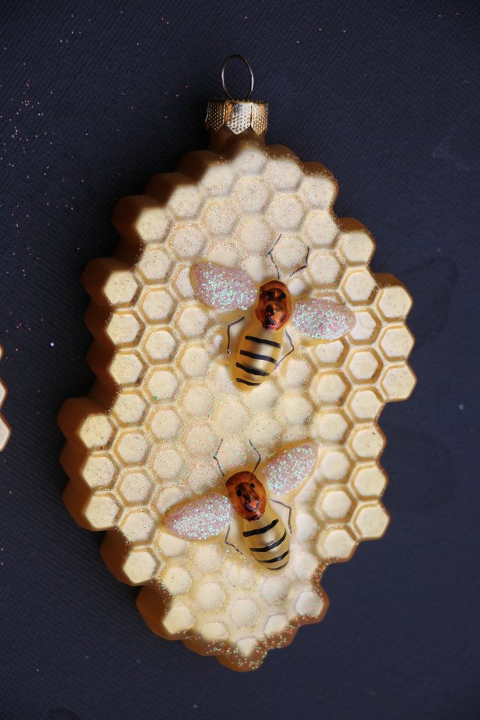 Honingraat met 2 bijen, glas - Julekugler Inge-Magic (4) - Glas #3.2