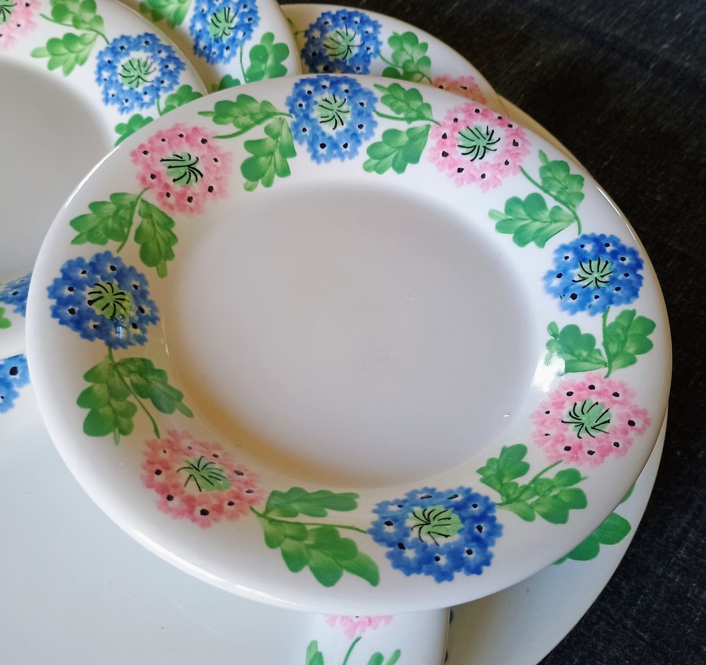 Richard Ginori - Cesare Lacca - Σερβίτσιο επιδορπίου (7) - Mondovì Ortensie - Κεραμικό - Χειροποίητο ζωγραφισμένο #3.2