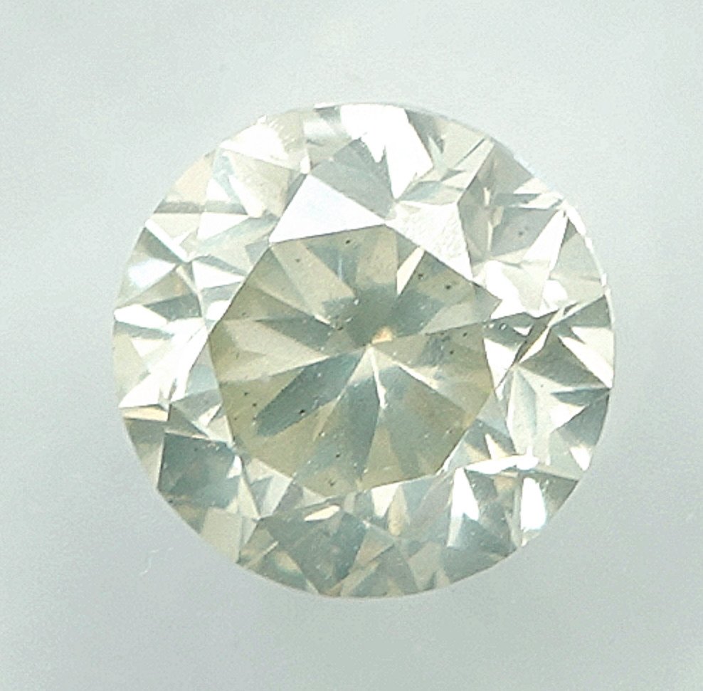 1 pcs Diamant (Colorat natural) - 0.91 ct - Rotund - Light gălbui Gri - I1 - GRA (Laboratorul de analiză a pietrelor prețioase din Anvers) #2.1
