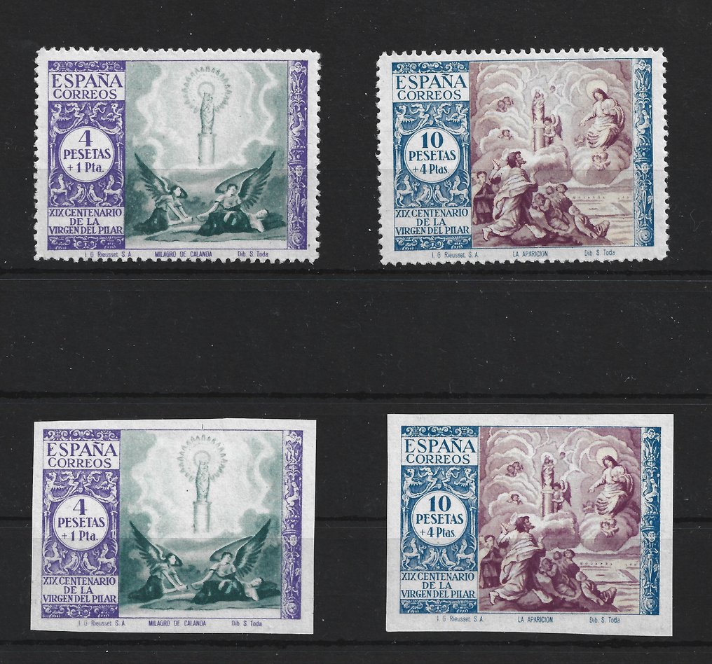 Spania 1940 - PILAR TERRESTRE CC - Cambio Color Edifil 901/902cc ** + 901/902 cc** SD #1.0