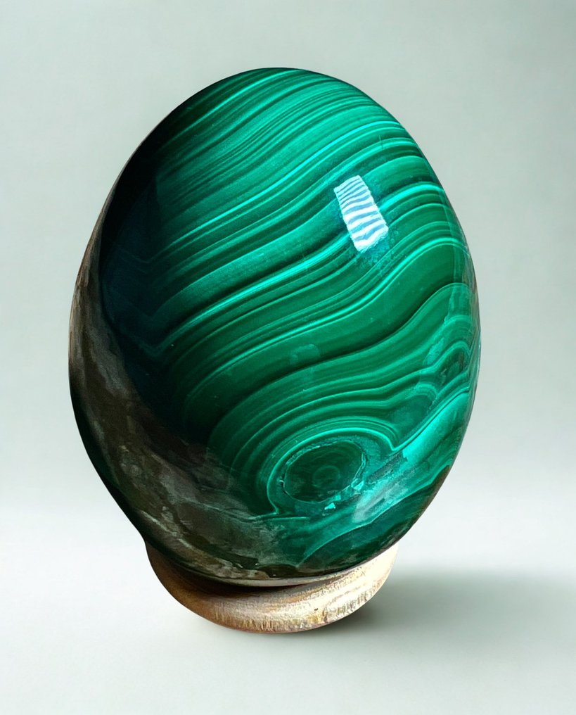 Oeuf en Malachite naturelle du Congo de la plus haute qualité Egg - Height: 70 mm - Width: 50 mm- 300 g - (1) #4.3