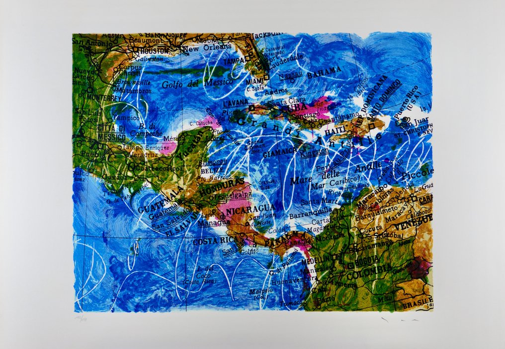 Mario Schifano (1934-1998) - Cartina dei Caraibi (Veduta) #1.0
