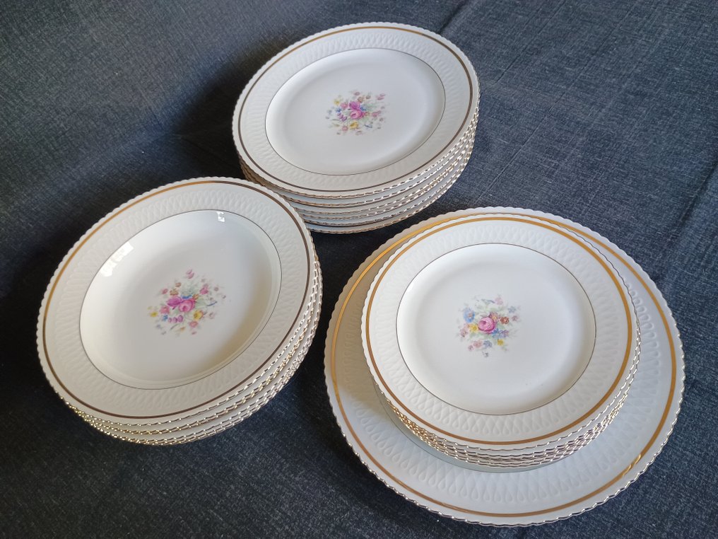 Seltmann Wieden Bavaria - 成套餐具 (19) - Elisabeth - 24K金 - 金色边框 #4.3