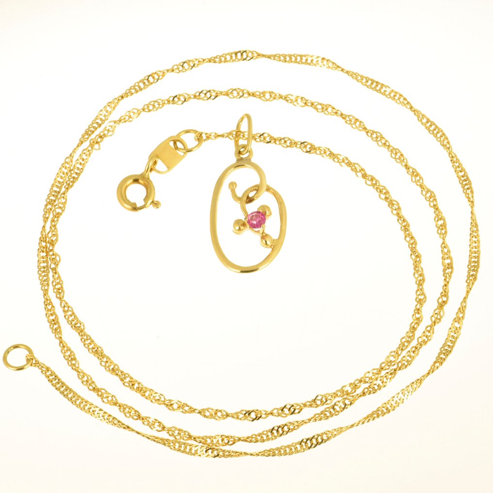 Collier avec pendentif - 18 carats Or jaune Rubis #1.0