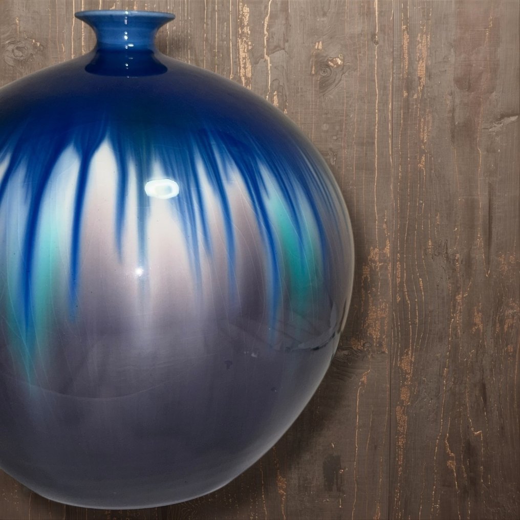 Vaso decorativo 'Reimei' in ceramica Kutani di Hakuho Kiln – Hiroshi Shibata - Ceramica - Giappone - Periodo Shōwa (1926-1989) #1.0