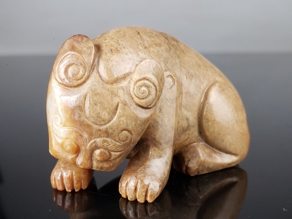 稀有的中国虎纹贝特 - 17世纪 - 玉 - 软玉赭色 - 中國 - 明朝明朝（1368-1644） #1.0