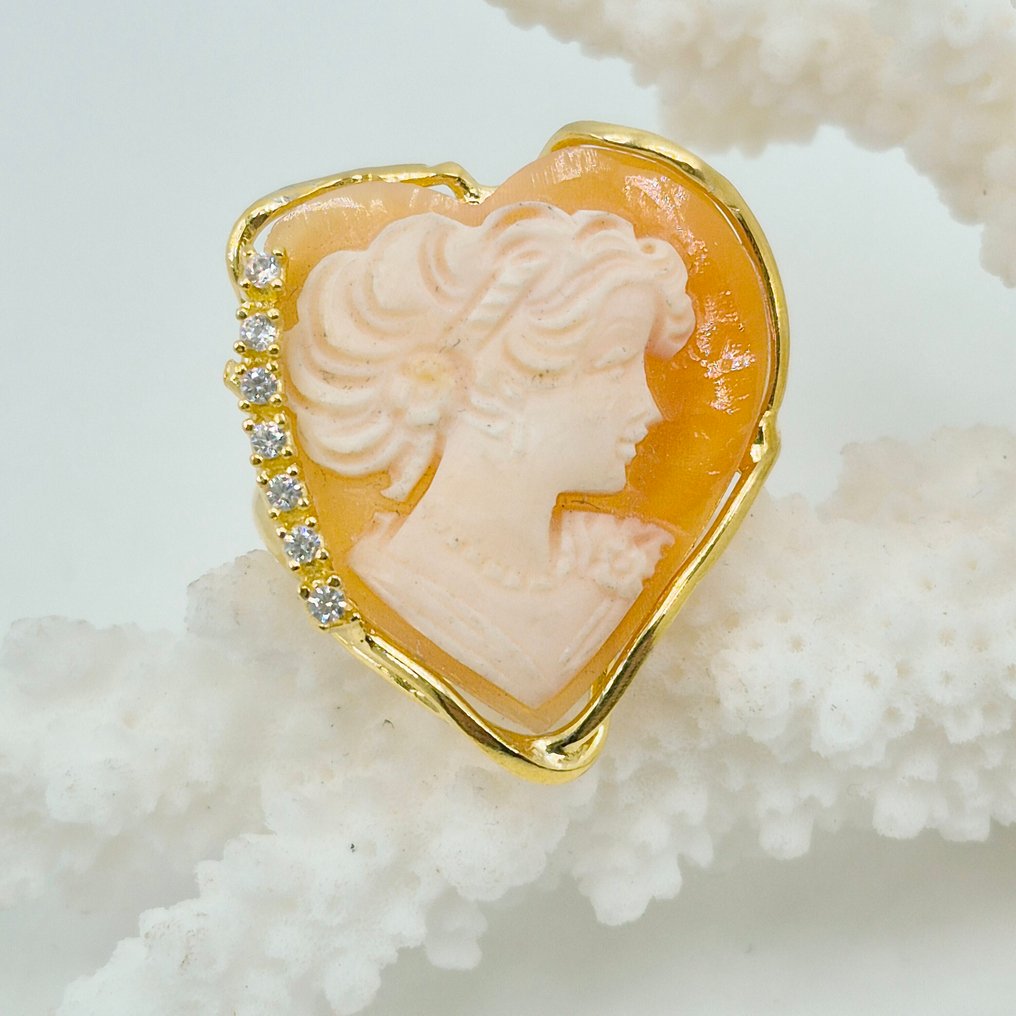 Srebro, Gold-plated - Pierścionek - CAMMEO INCISO A MANO #4.3