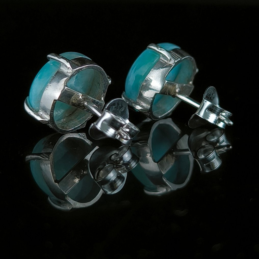 Larimar Cabochoner - Højde: 10 mm - Bredde: 9 mm- 2.75 g - (2) #3.2