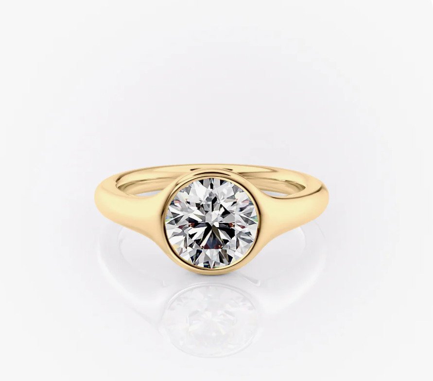 订婚戒指 - 14K包金 黄金 -  1.03ct. tw. 钻石 (天然) - I/VVS2 #1.0