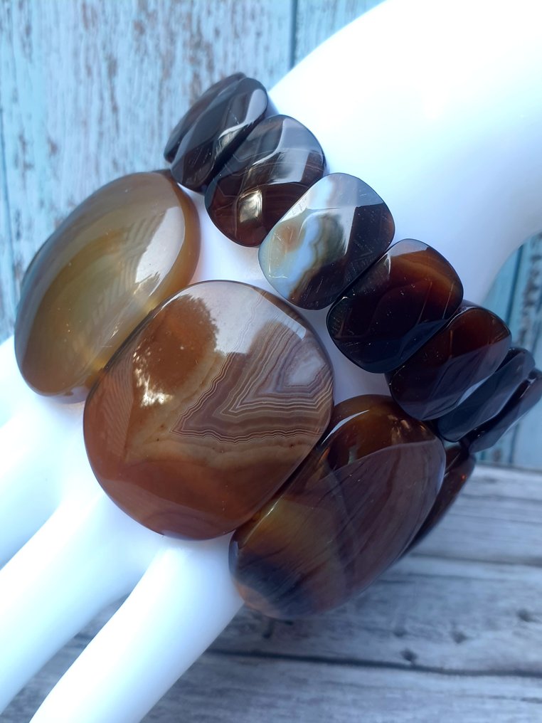 Coffee Agate - Bead bracelet - 2Pc #2.1