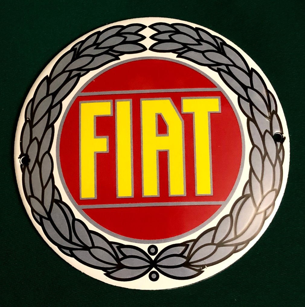 Fiat - 琺瑯標誌牌 - 菲亚特汽车 意大利的 高雅的 菲亚特汽车 圆形广告标志牌 - 搪瓷鐵 #4.3
