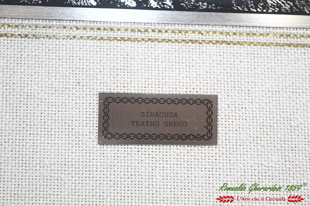 Guerrini su lastra argento 925 - Scultura, Teatro Greco Siracusa - 31.5 cm - .925 argento #2.1