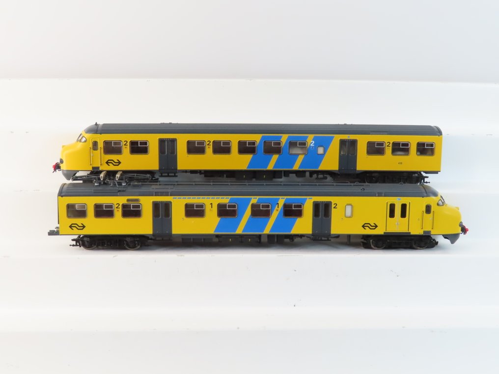 Roco H0 - 69139 - Treno automotore (1) - Set a due pezzi Mat. '64 'Plan V', giallo con bande pubblicitarie, digitale con audio completo. - NS #1.0