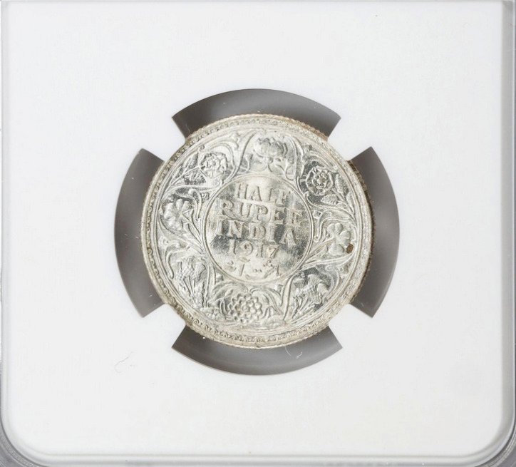 Inde britannique. George V. 1/2 Rupia 1917 - NGC MS62 (Bombay) #1.0