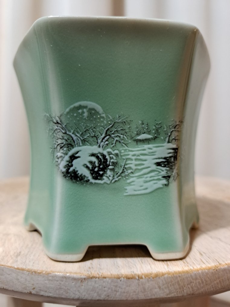 Bonsai schaal - 9,5x9,5x8,5cm - geglazuurd - Hoogte (boom): 0 cm - Diepte (boom): 0 cm - Japan #4.3