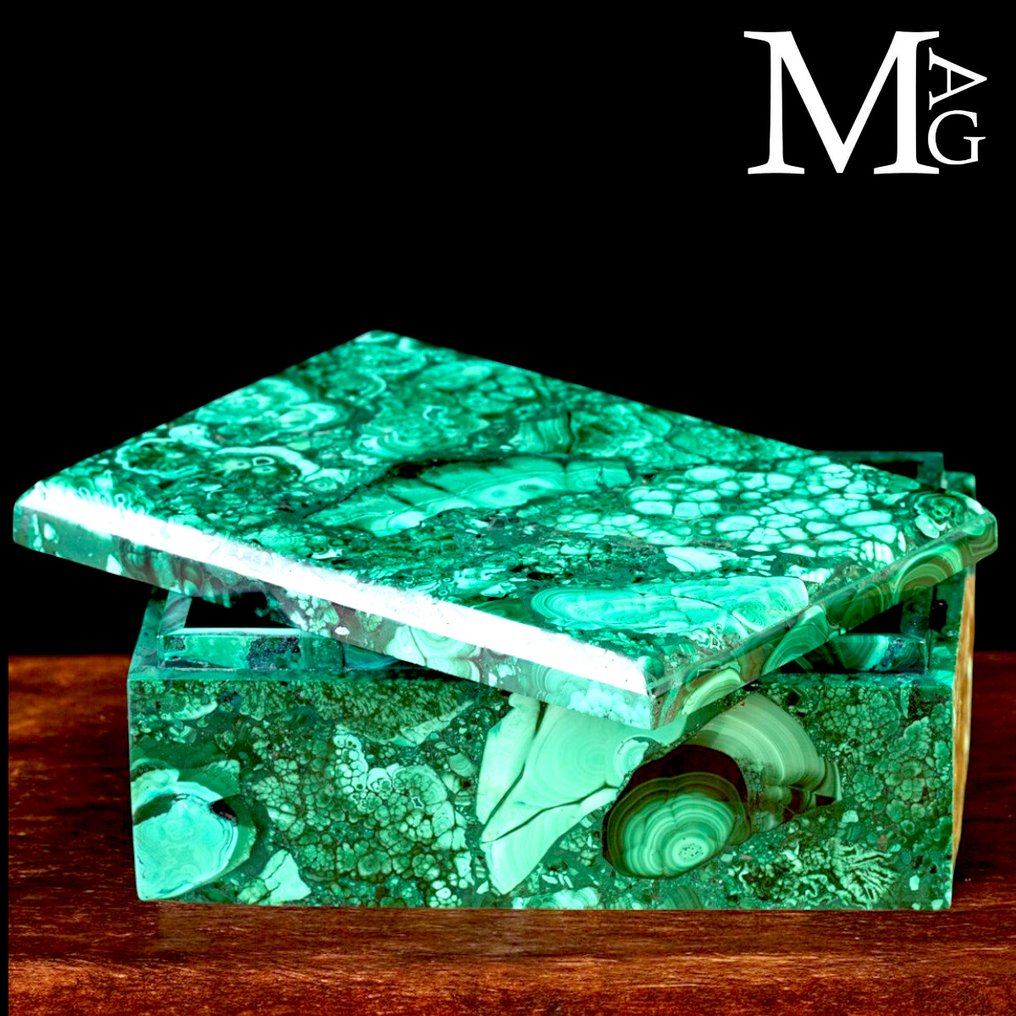 AAA Quality Malachite - Exclusive Cigar Box - Height: 165 mm - Width: 115 mm- 1236 g #2.1