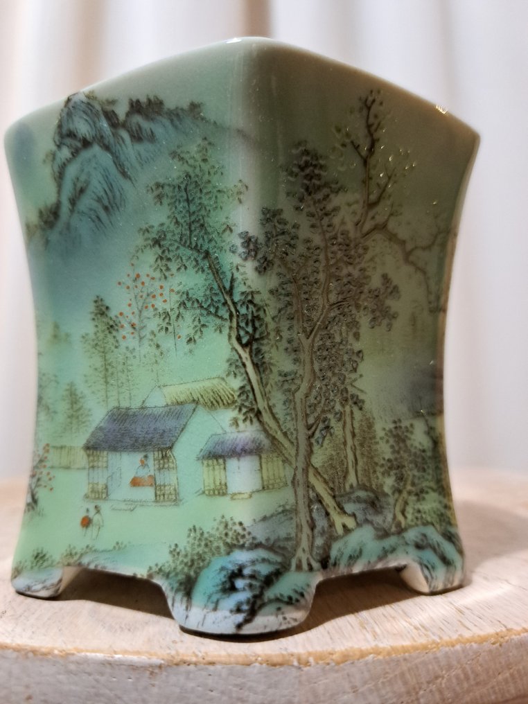 Bonsai pot - 9.5x9.5x8.5cm - glazed - Height (Tree): 0 cm - Depth (Tree): 0 cm - Japan #1.0