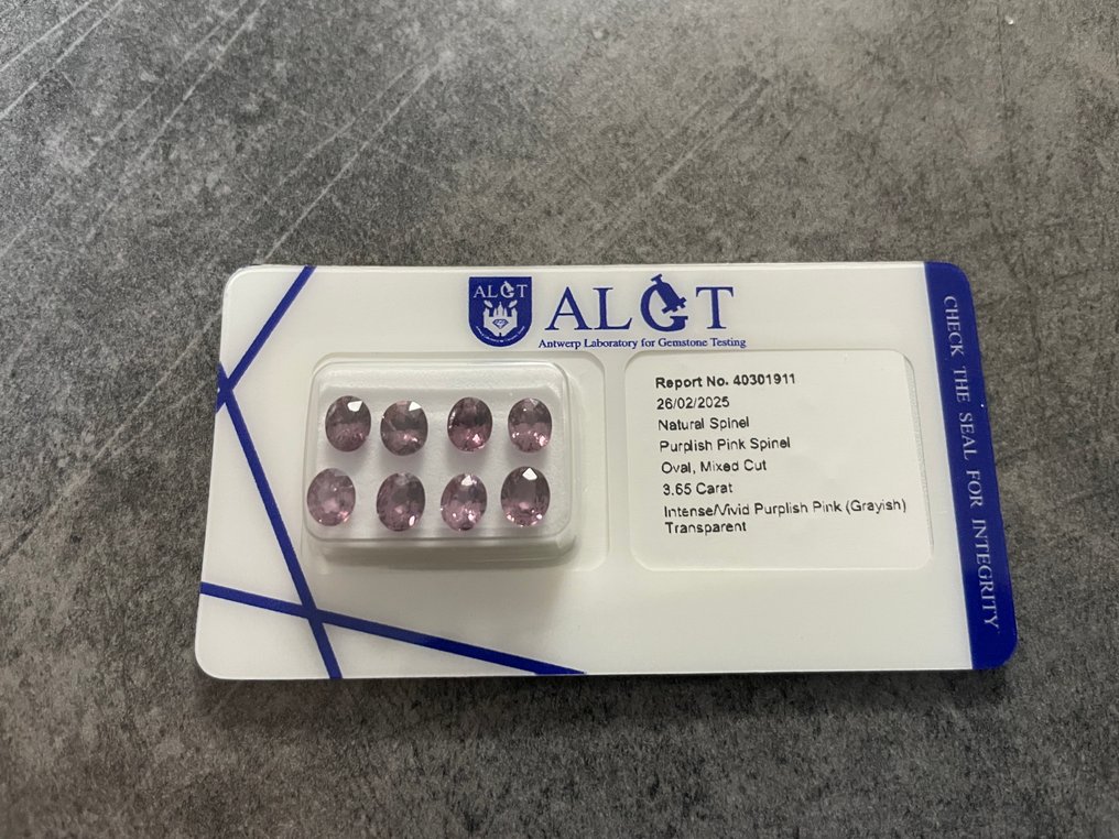 16 pcs  Rosa, Grigio, Violetto Spinello  - 8.15 ct - Antwerp Laboratory for Gemstone Testing (ALGT) #4.3