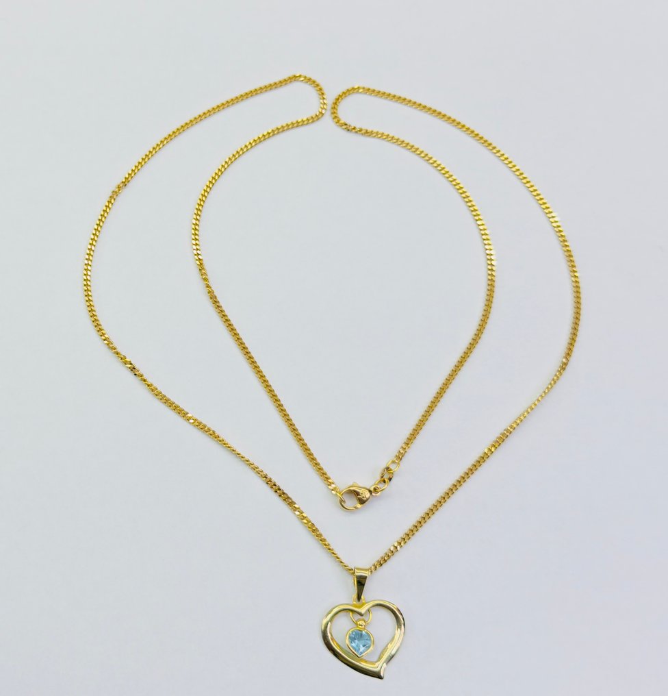 吊墜頸鏈 - 18 克拉 黃金 -  0.63ct. tw. 黃玉 #3.2