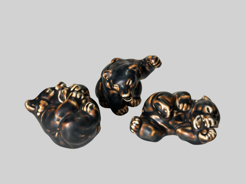 Royal Copenhagen - Knud Kyhn - Statue, 3 beren - 9 cm - Stoneware - 1960 #2.1