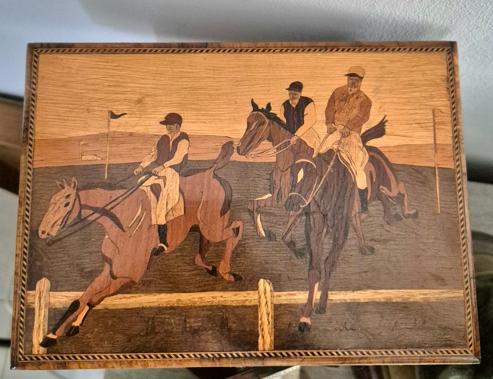 Κουτί κοσμημάτων - κουτί κοσμημάτων - Ξύλο - Κουτί κοσμημάτων με μαρκεραρία και άλογα. #1.0