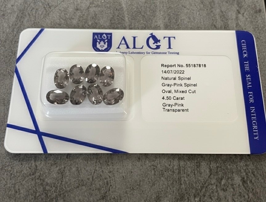 16 pcs  Rosa, Grigio, Violetto Spinello  - 8.15 ct - Antwerp Laboratory for Gemstone Testing (ALGT) #2.1