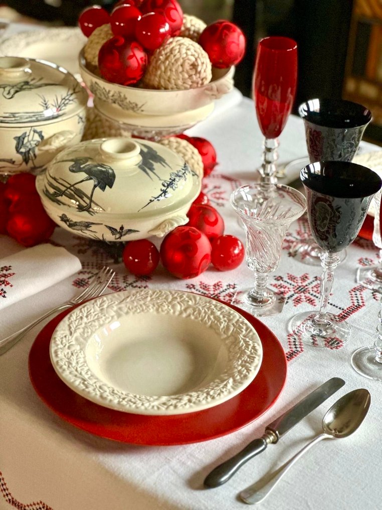 Μαντέλ από 100% λινό, οκτώ πετσέτες, χειροποίητα κεντήματα. - Κουβέρτα  - 184 cm - 134 cm #1.0