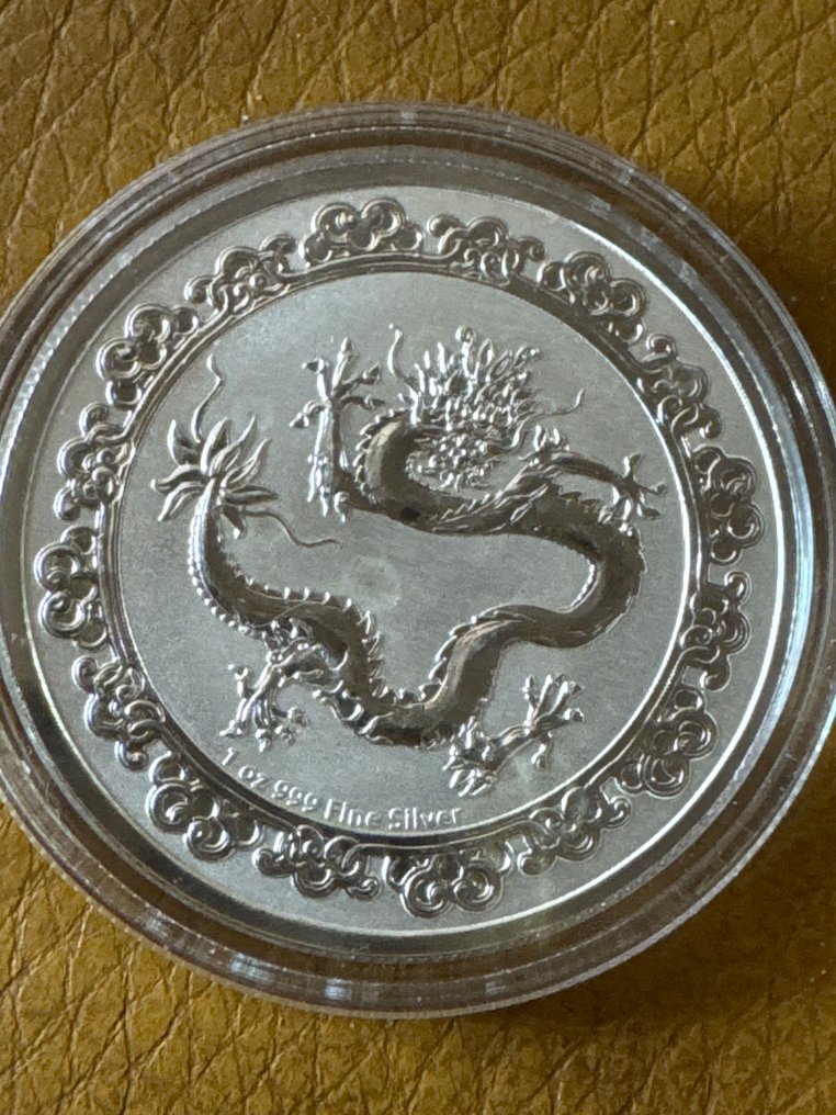 Niue. 2 Dollars 2019 Green Drsgon 1 Oz (.999)  (Zonder minimumprijs) #1.0