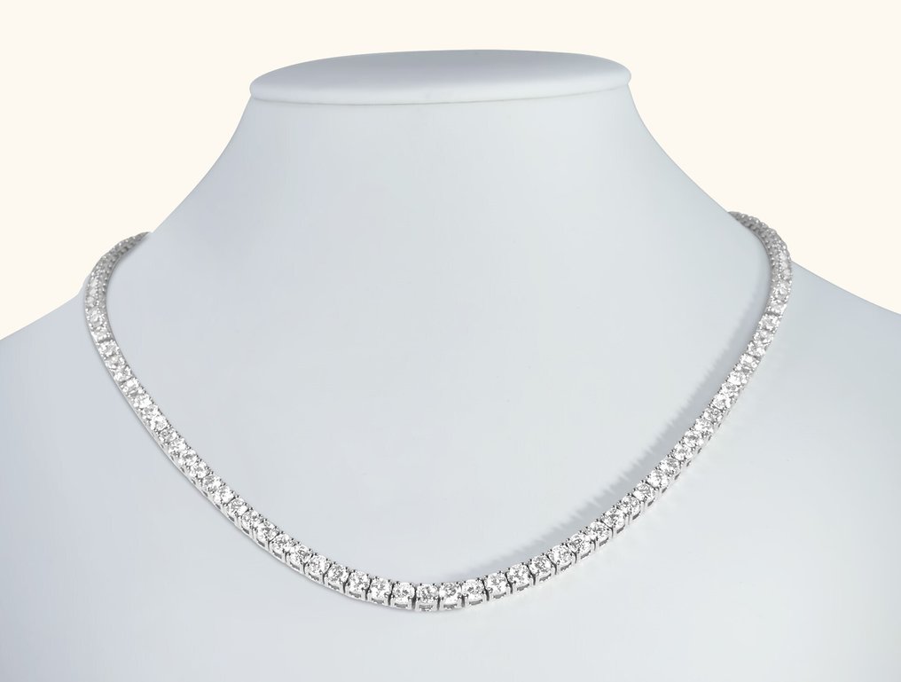 χωρίς τιμή ασφαλείας - Κολιέ - 14 καράτια Λευκός χρυσός - 11.61ct. tw. Διαμάντι (Εργαστηριακής καλλιέργειας) - D-E VVS IGI πιστοποιημένο #3.2