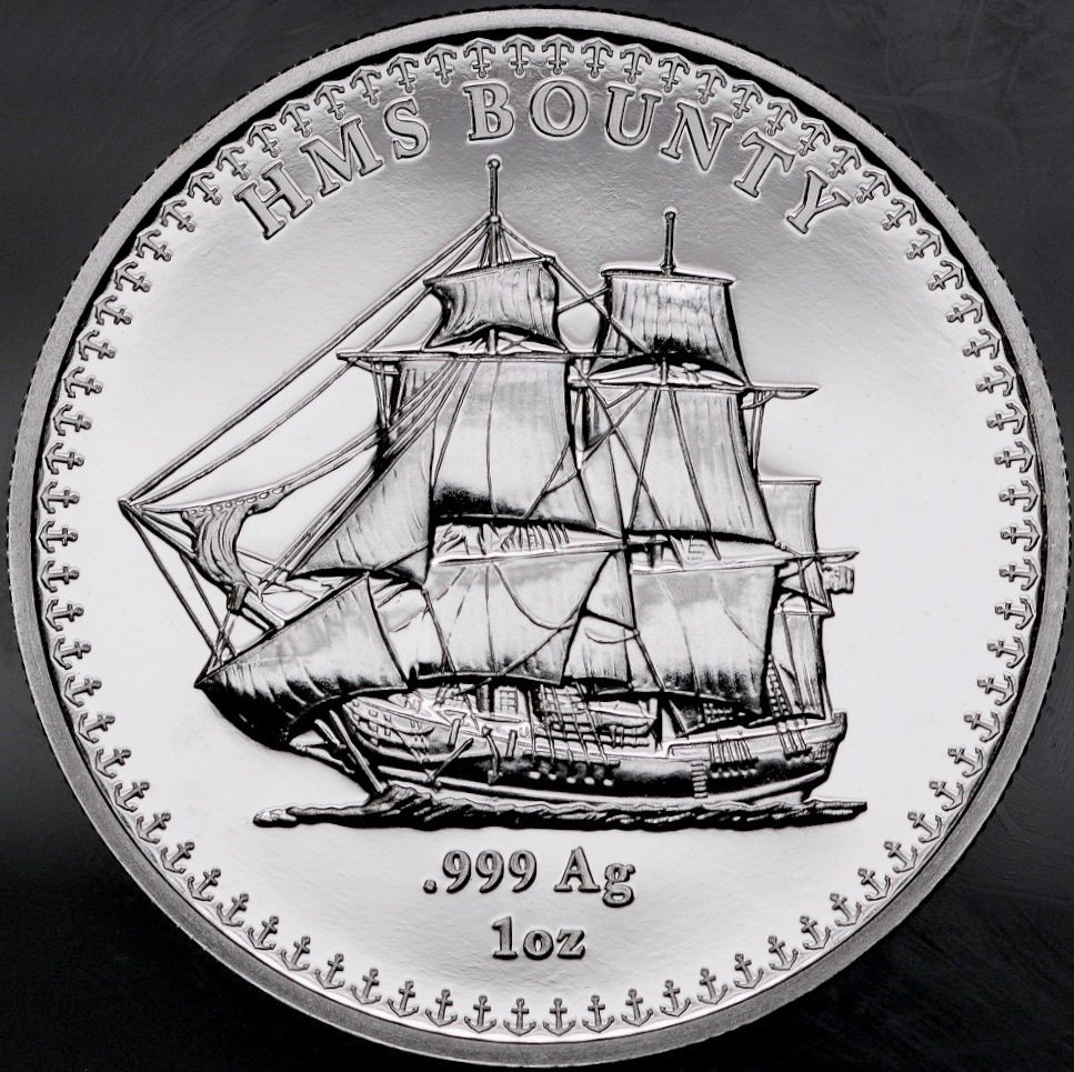 Pitcairn. 1 Dollar 2025 "HMS Bounty - Royal Navy" 1 Oz (.999)  (No reserve price) #1.0