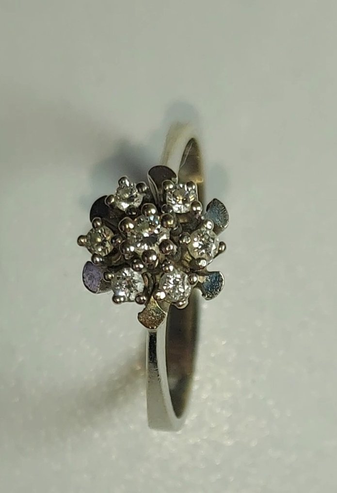 Anel de noivado - 14 K Ouro branco - 0.28ct. tw. - Anel com grupo de diamantes #1.0