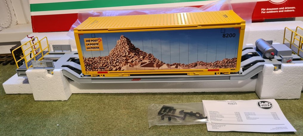 LGB G - 45925 - Carrozza merci di modellini di treni (1) - Containerwagen 'Matterhorn' - RhB #2.1