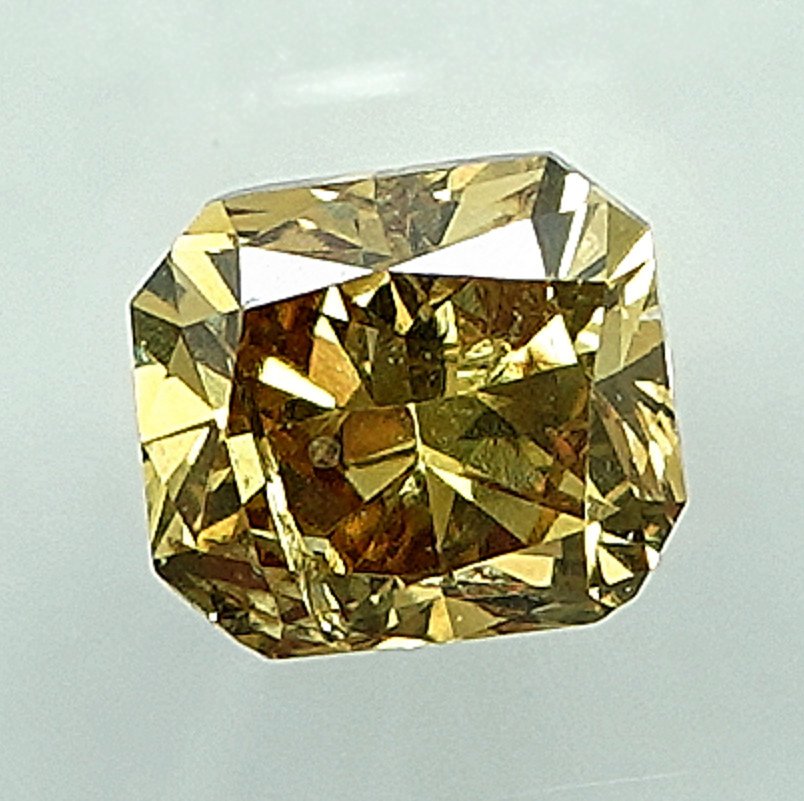 1 pcs 钻石 (天然色彩的) - 0.49 ct - 雷地恩型 - Fancy intense 稍帶棕色的 黄色 - SI2 微内含二级 - 安特卫普宝石报告(GRA) #1.0