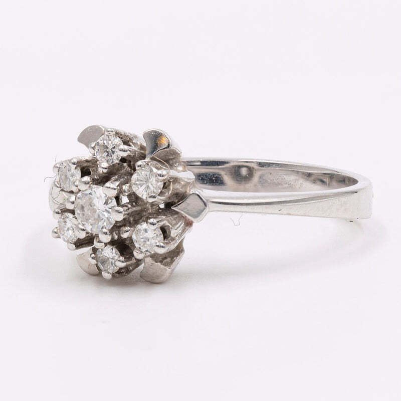 Anel de noivado - 14 K Ouro branco - 0.28ct. tw. - Anel com grupo de diamantes #1.0