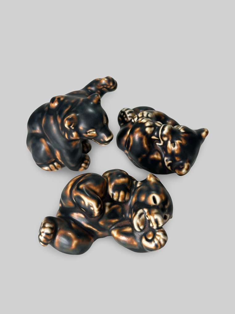 Royal Copenhagen - Knud Kyhn - Statue, 3 beren - 9 cm - Stoneware - 1960 #3.2