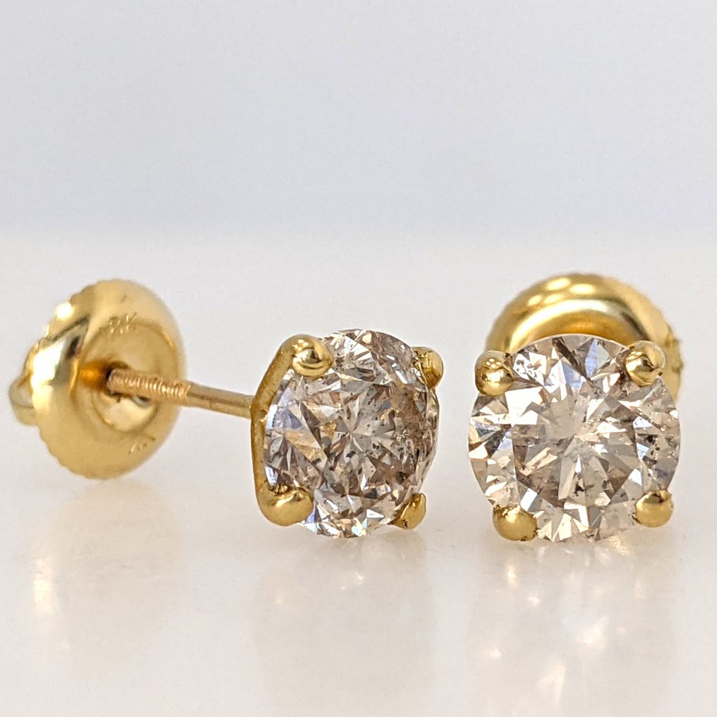 χωρίς τιμή ασφαλείας - Σκουλαρίκια - 18 καράτια Κίτρινο χρυσό -  2.04ct. tw. Διαμάντι (Φυσικού χρώματος) - ΙΓΙ #4.3