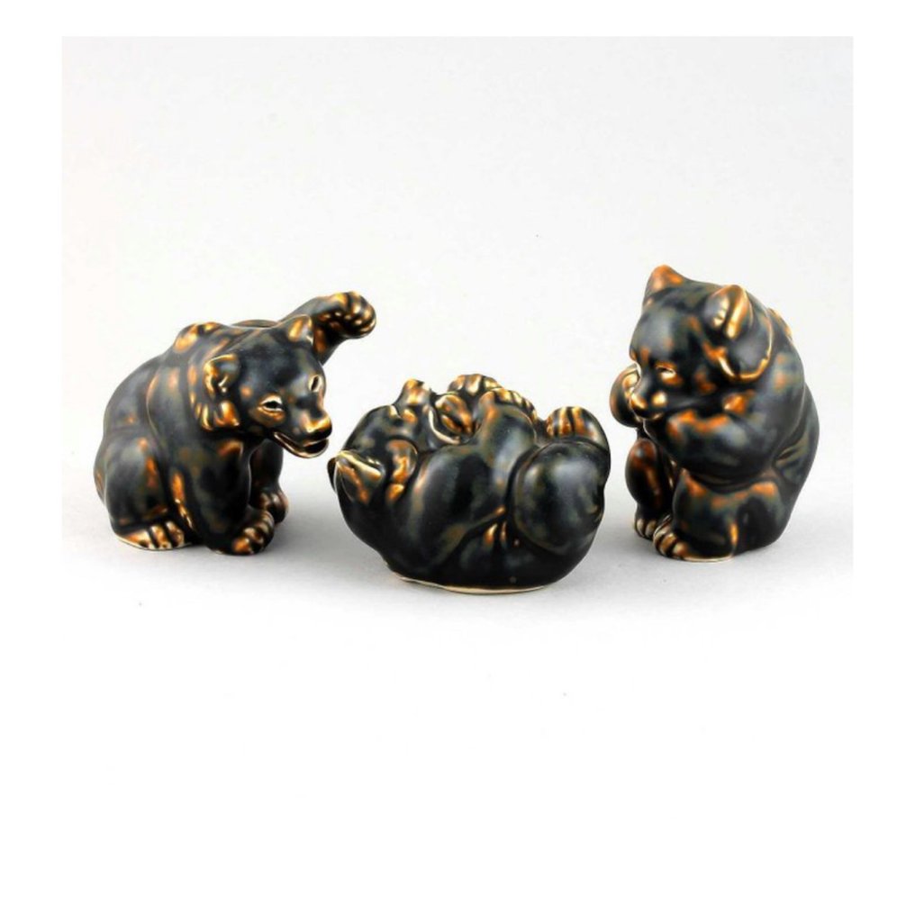 Royal Copenhagen - Knud Kyhn - Statue, 3 beren - 9 cm - Stoneware - 1960 #4.3