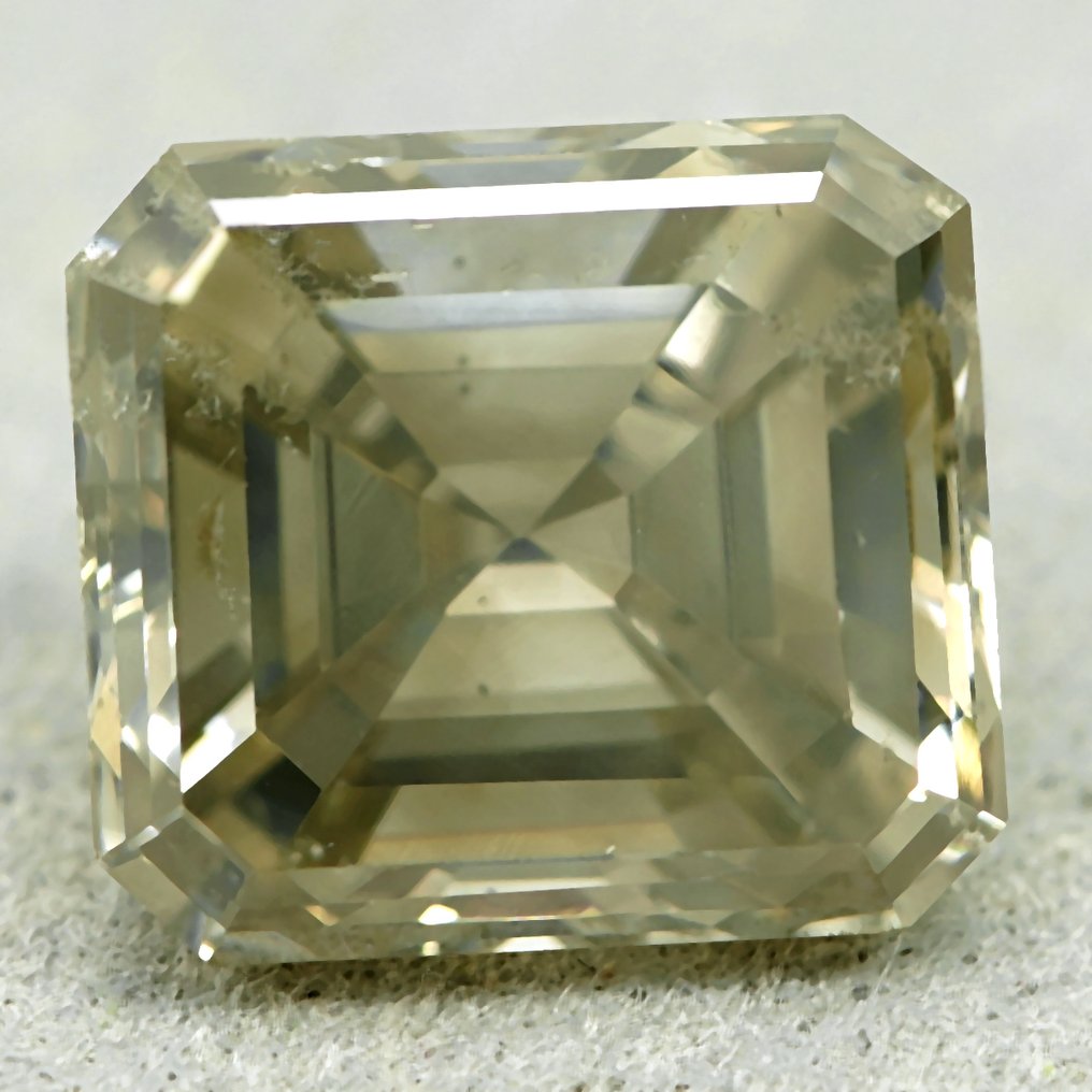1 pcs Diamant  (Colorat natural)  - 1.35 ct - Smarald - Light Cenușiu Galben - I1 - GRA (Laboratorul de analiză a pietrelor prețioase din Anvers) #1.0