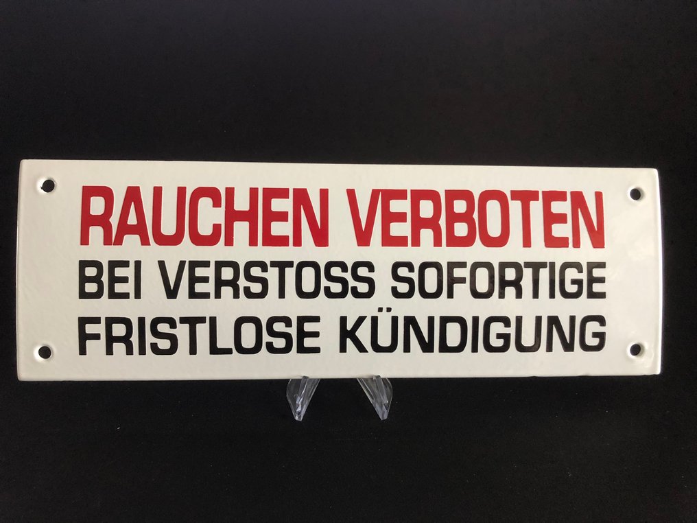 禁止吸烟 / No smoking / Smoking prohibited - 30x10cm 瓷质警示搪瓷 - 珐琅标志 - 搪瓷, 金属 #1.0