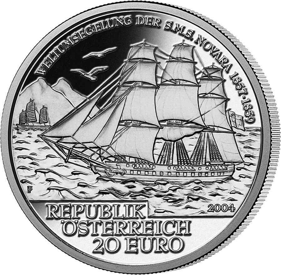 Austria. 20 Euro 2004 "S.M.S. Novara - Archduke Ferdinand Max" Proof (No reserve price) #2.1