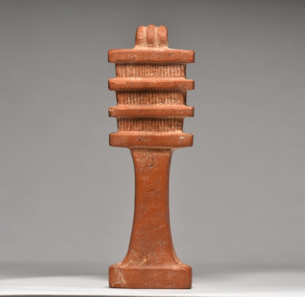 Αρχαία Αιγυπτιακή Red Jasper Τεράστιος αμύθητος αμυντικός πέτρινος κίονας Djed - 84 mm #1.0