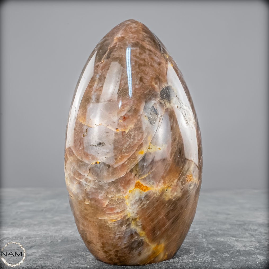 Forme libre exclusive en pierre de lune Un jeu de lumière et de profondeur mystérieuse- 762.26 g #1.0