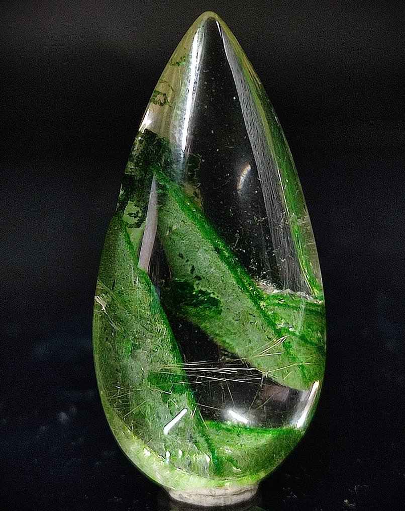 非常漂亮的天然稀有清澈幻影/金色针状石英水晶，免运费 标本- 5.86 g #3.2