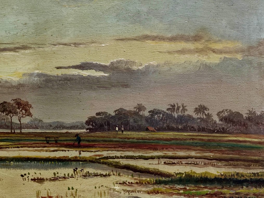 Soewardja (1900) - Paysage de rizières au crépuscule #3.2